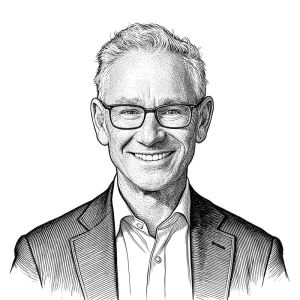 Stipple portrait of Liam Brown